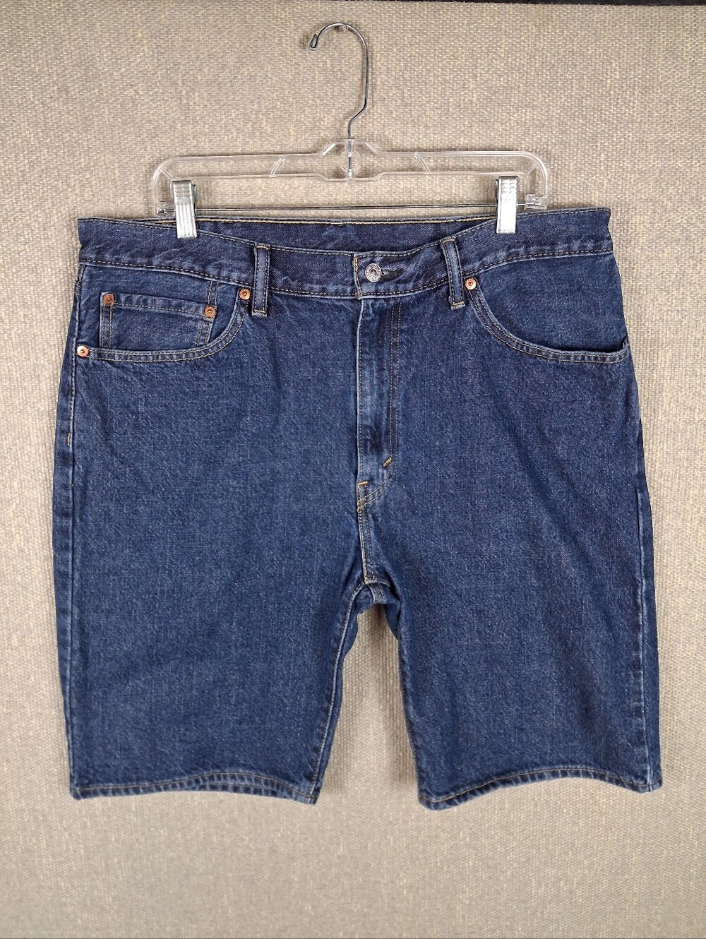 Levi's 505 Regular Fit Shorts Mens 38 Blue Denim Dark Wash Classic Casual